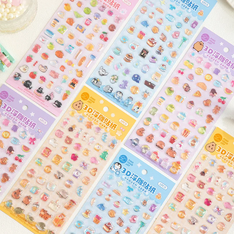 

3D стерео мультяшные наклейки, милые наклейки с полимерным покрытием, объемные наклейки-планировщики для ведения журнала, скрапбукинга, студенческие принадлежности