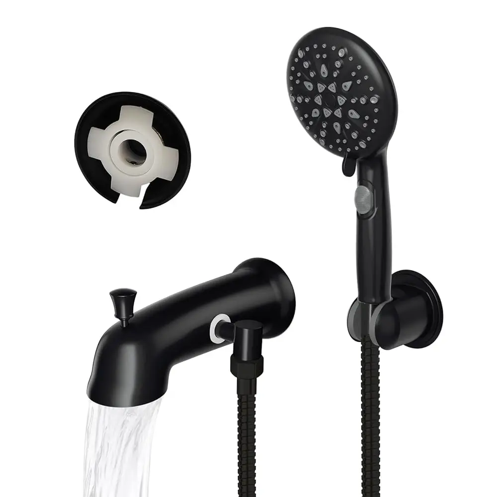 

AllexpreskSlip-On Tub Spout with Diverter,8 Settings Handheld Shower with Water Stop Switch,Fits 1/2\ Copper Piper(5/8\ Dia),Mat