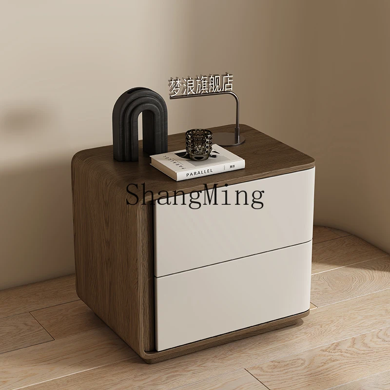 

HJ new all-solid wood medieval cream wind bedside table household bedroom niche bedside storage cabinet