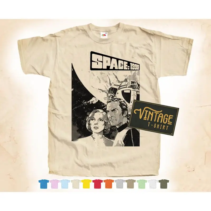 ФУТБОЛКА с черным принтом SPACE 1999 vol2, винтажная футболка с плакатом, 12 цветов, S-5XL