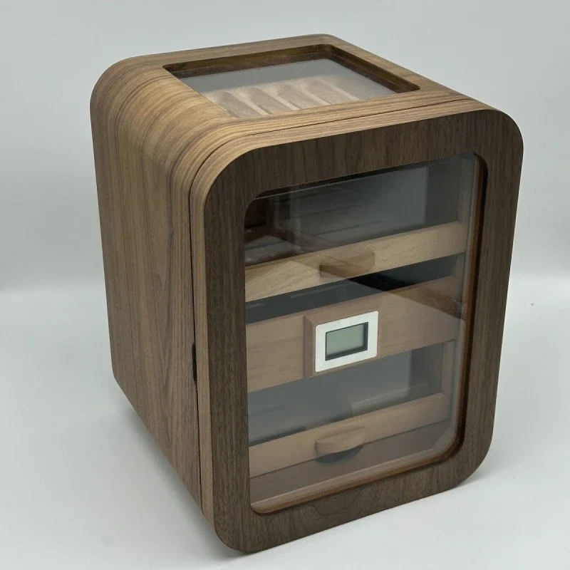 

High-end walnut cigar cabinet, transparent sunroof multi-layer