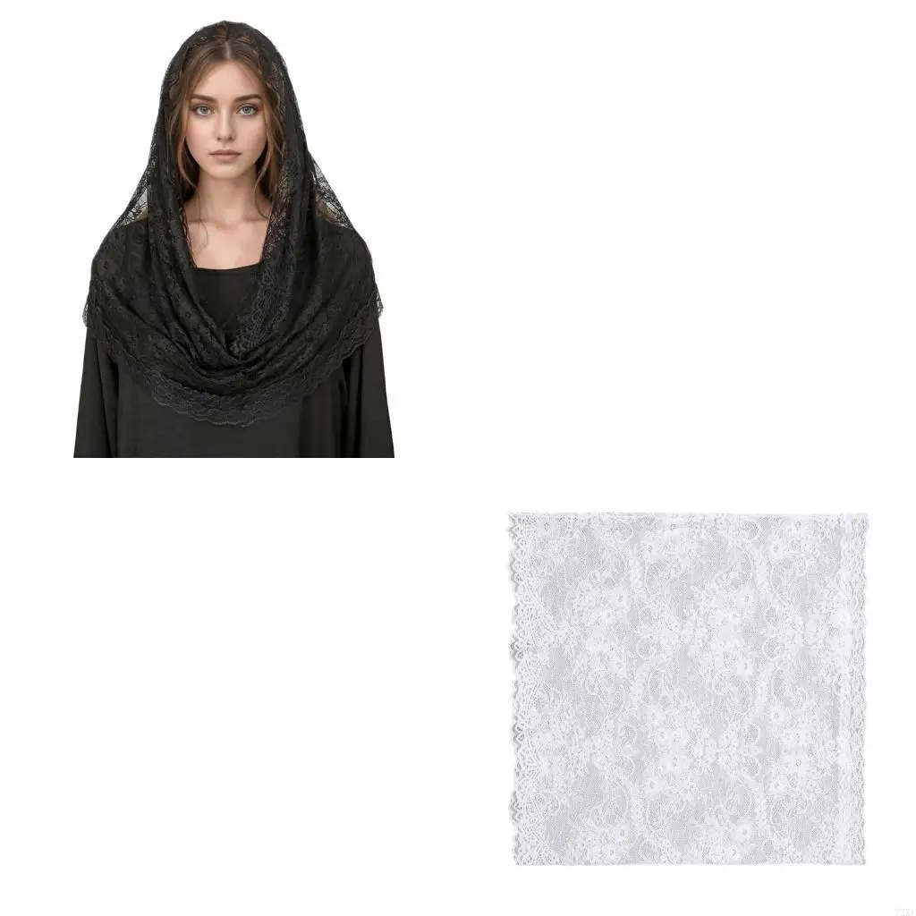 

72xe Испанская масса -завеса католическая часовня кружевная голова вуали для богослужения