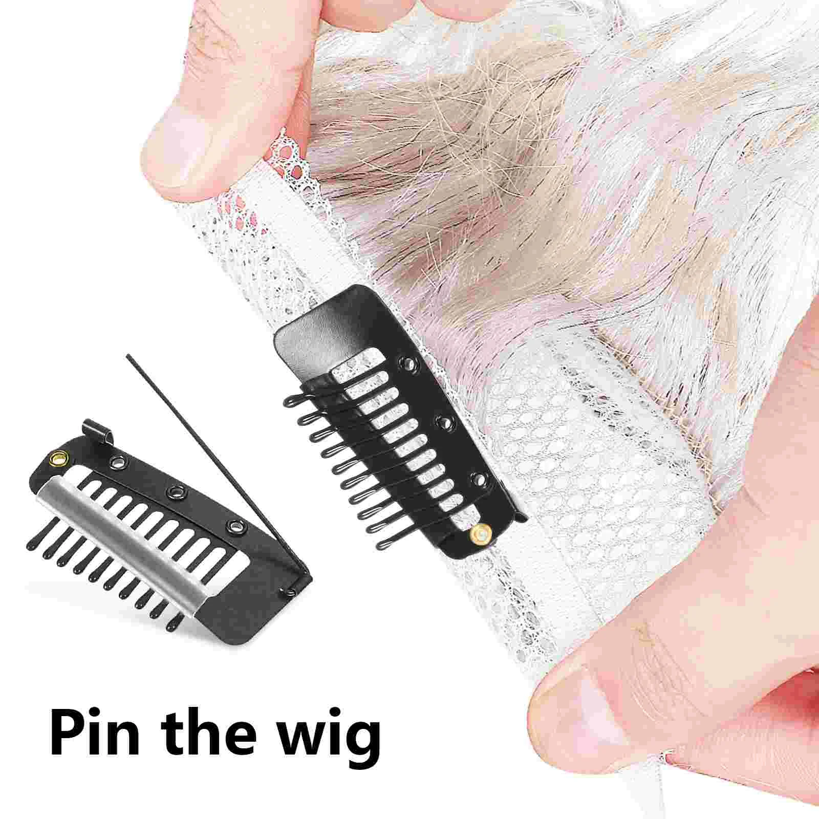 Geschilderde 10-tand Clip Baret Bevestigingsclips Geen Naai Hair Extensions Pin voor Pruiken Maken Chunni met Veiligheidsspelden Kit Tools