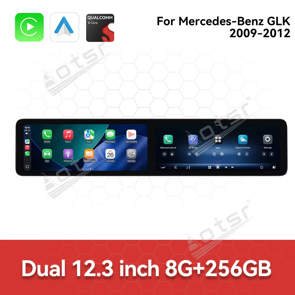 Dual 12,3 ''Android 13 para mercedes-benz GLK 2009-2012 navegación GPS para coche CarPlay HD pantalla táctil unidad principal reproductor Multimedia