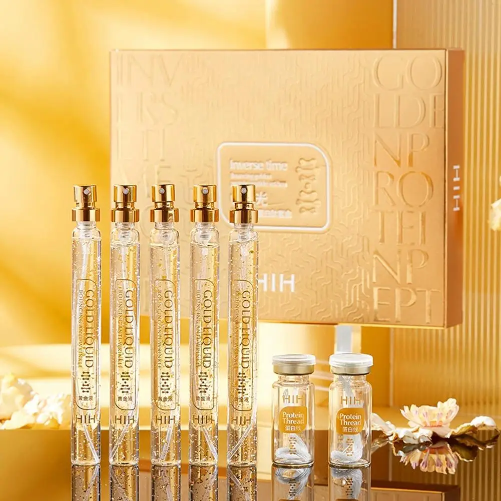 24K Gold Face Serum Active Collagen Silk Thread Facial Essence Anti-wrinkle Moisturizing Hyaluronic Serum For Face Skin Care