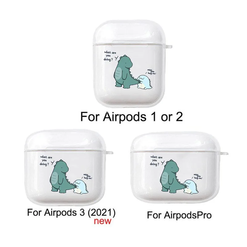 Cute Dinosaur Couple Hug Me for Apple Airpods 2 Earphone Case 1 Soft TPU Funda Case for Apple Airpods Pro 3 Earpods Case