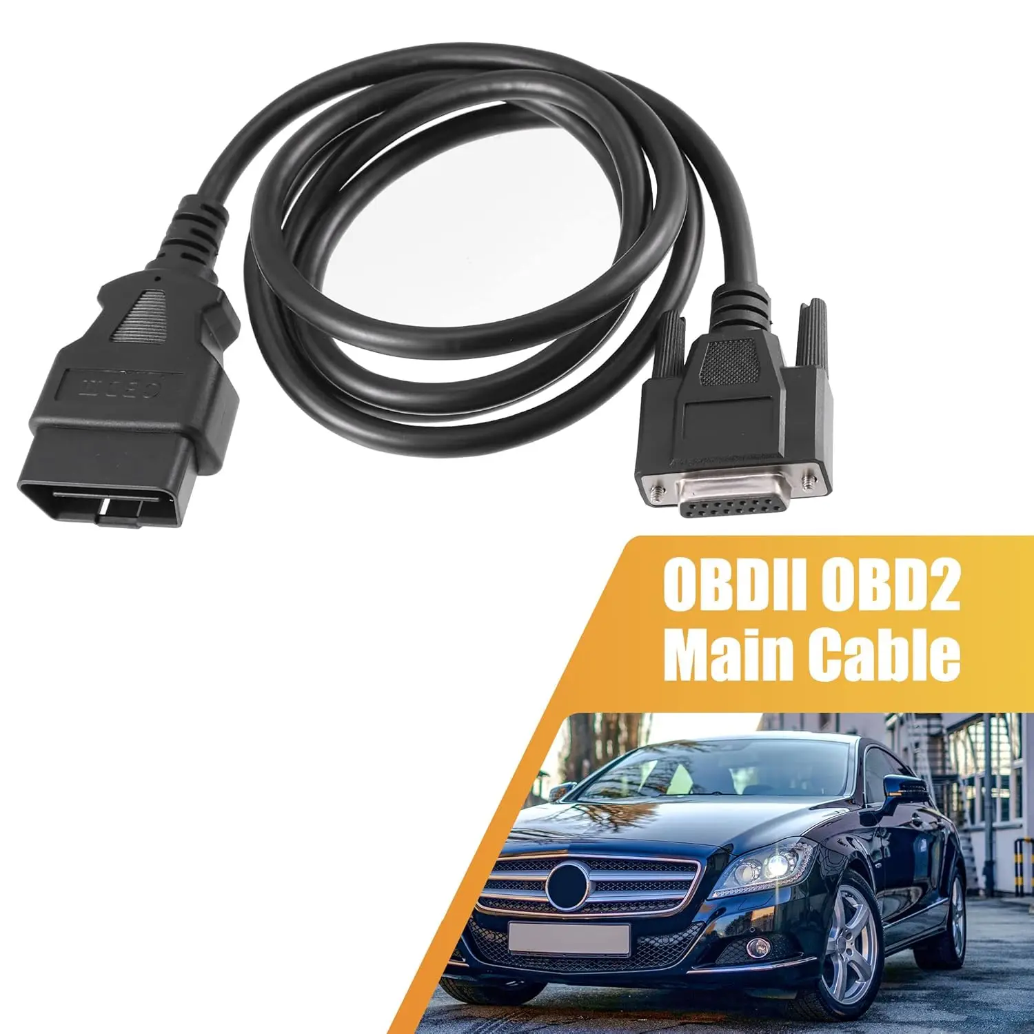 OBD2 Main Cable Diagnostic Tool Adapter Connector Cable for Launch X431 CRP123 Creader VII and VIII,Male to 2 Rows 15 Pin Female