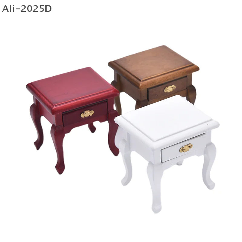 

Dollhouse Miniature Furniture Wooden Bedside Drawer Table Nightstand Cabinet