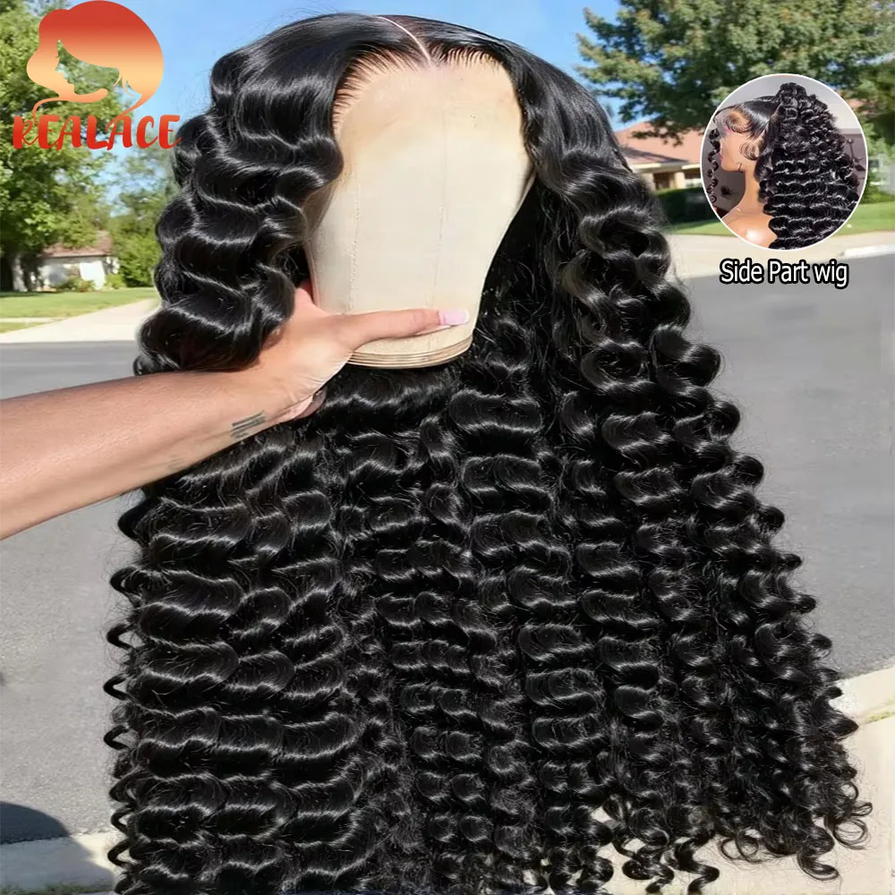 

Парик с глубокой волной и прозрачной HD-основой, бразильский черный цвет 1B, парик с водной волной 13x4, кудрявый парик из натуральных волос 13x6