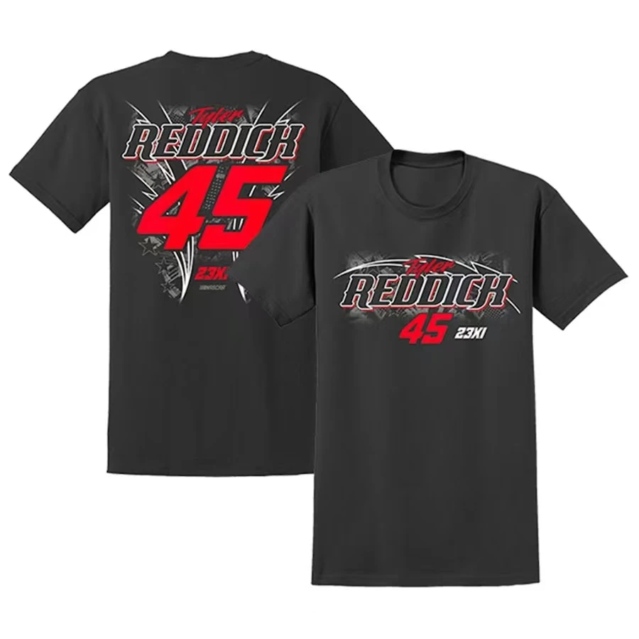 Tyler Reddick 45 Men's T-Shirt Motor Sports Racing Black Tops Classic Cotton Crew neck Short Sleeve T Shirt for Men Clothing