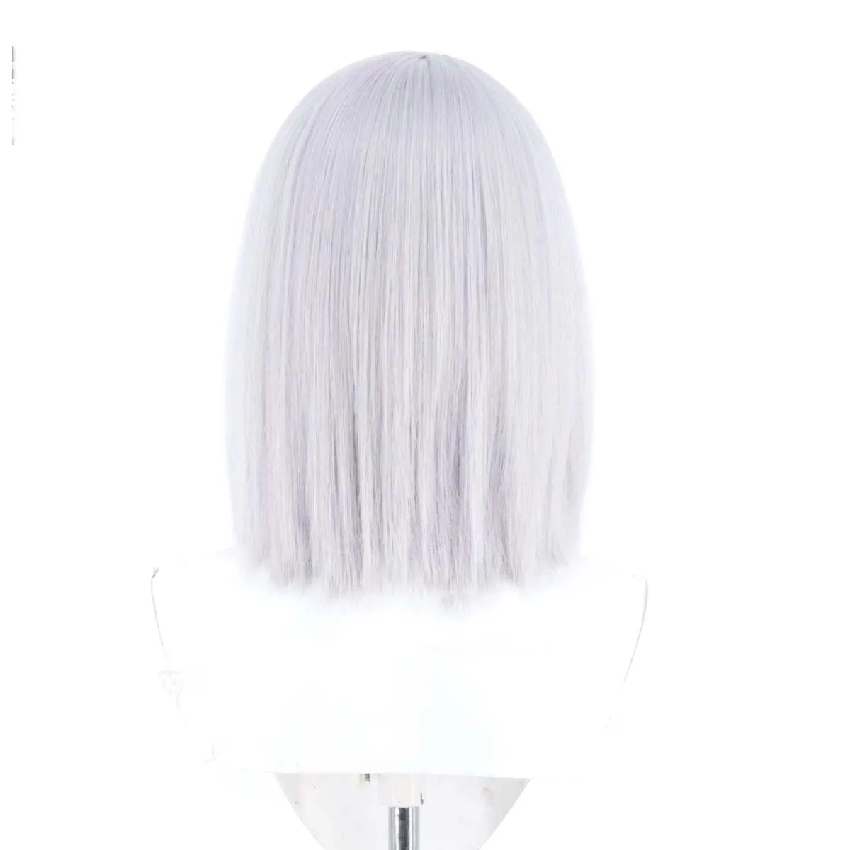Women Yani‑Neko Imoko Satou Cosplay Wig Silver‑White Bob Wig with Cat Ears for Halloween Accessories view 4