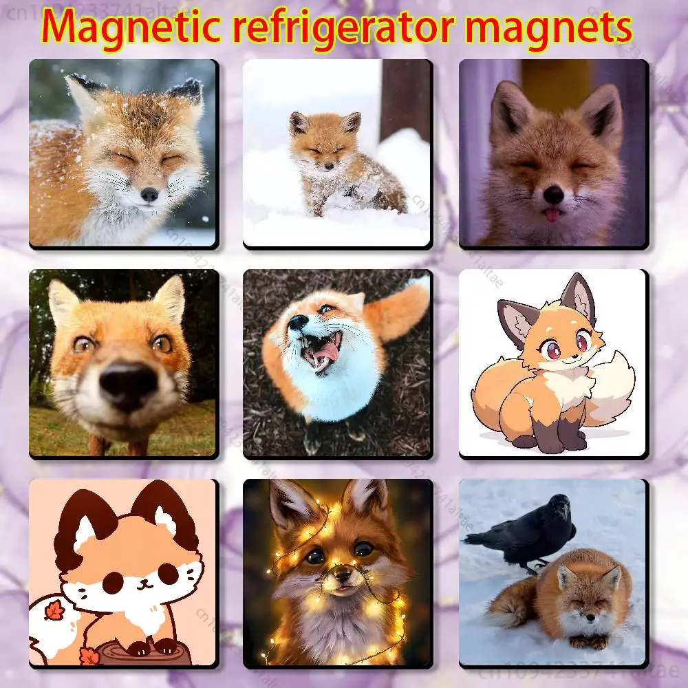 

Cute Fox Animal Fridge Magnet Personalized Magnetic Durable Plastic Square Picture Surface Fridge Magnets