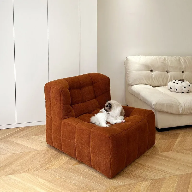 Sofa single  retro wabi wind fabric   living room lazy  ins caterpillar