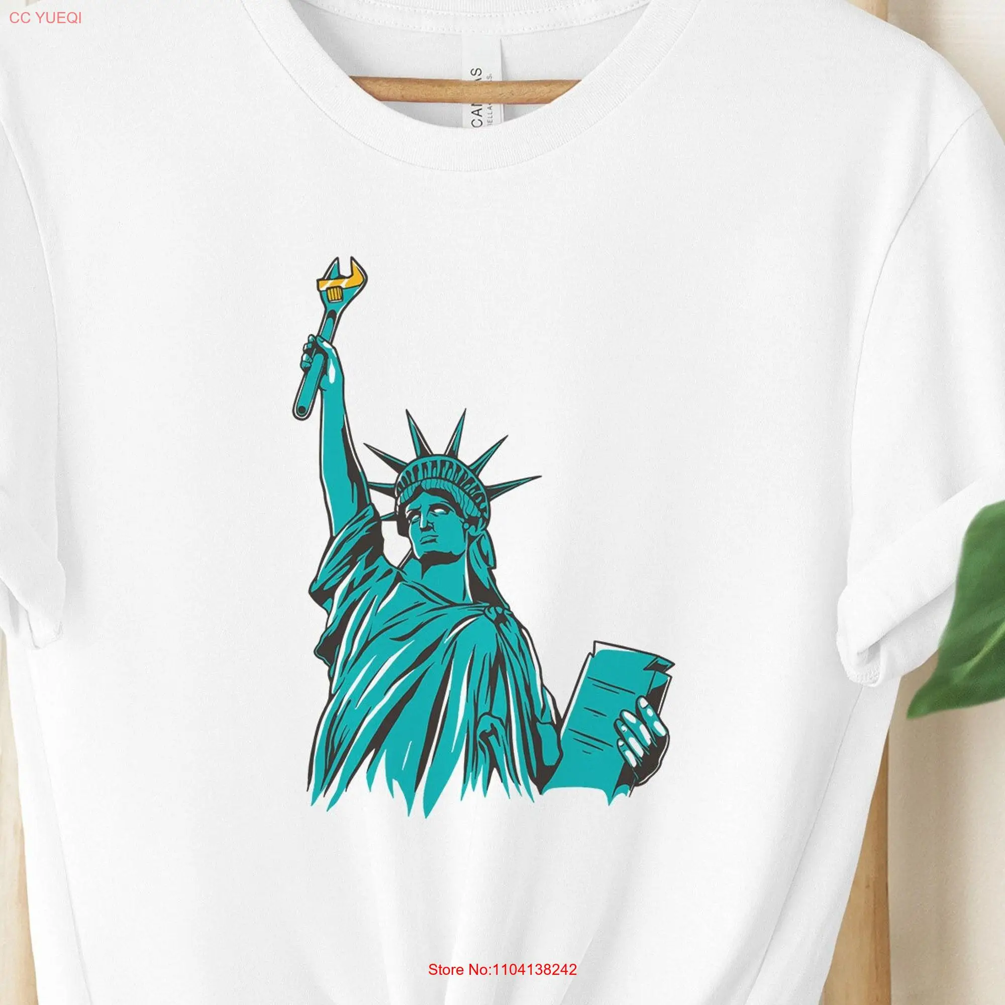 Liberty Statue With Mechanical Key Wrench T Shirt Mechanic Garage and Workshop Father's Day Automotive Repair Car