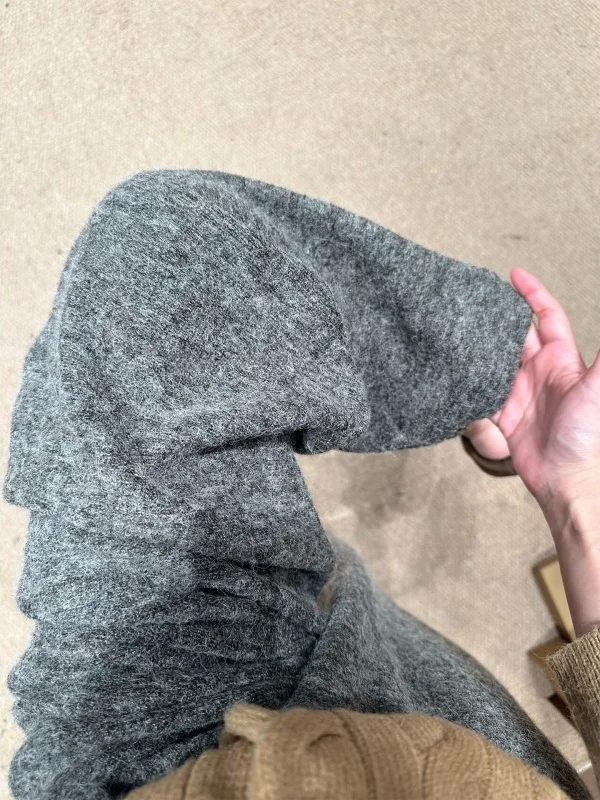 

Ay Fce Вязаные брюки с широкой подкладкой, женские зимние новые теплые хлопковые брюки Lazy Dra, мягкие шерстяные вязаные брюки