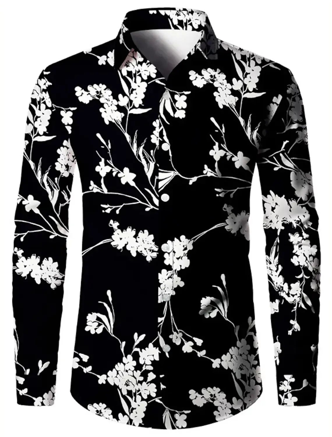 Floral Casual Men's long sleeve Shirt Outdoor Street Casual Daily Fall & Winter Turndown Long Sleeve Shirt Trend Long shirts