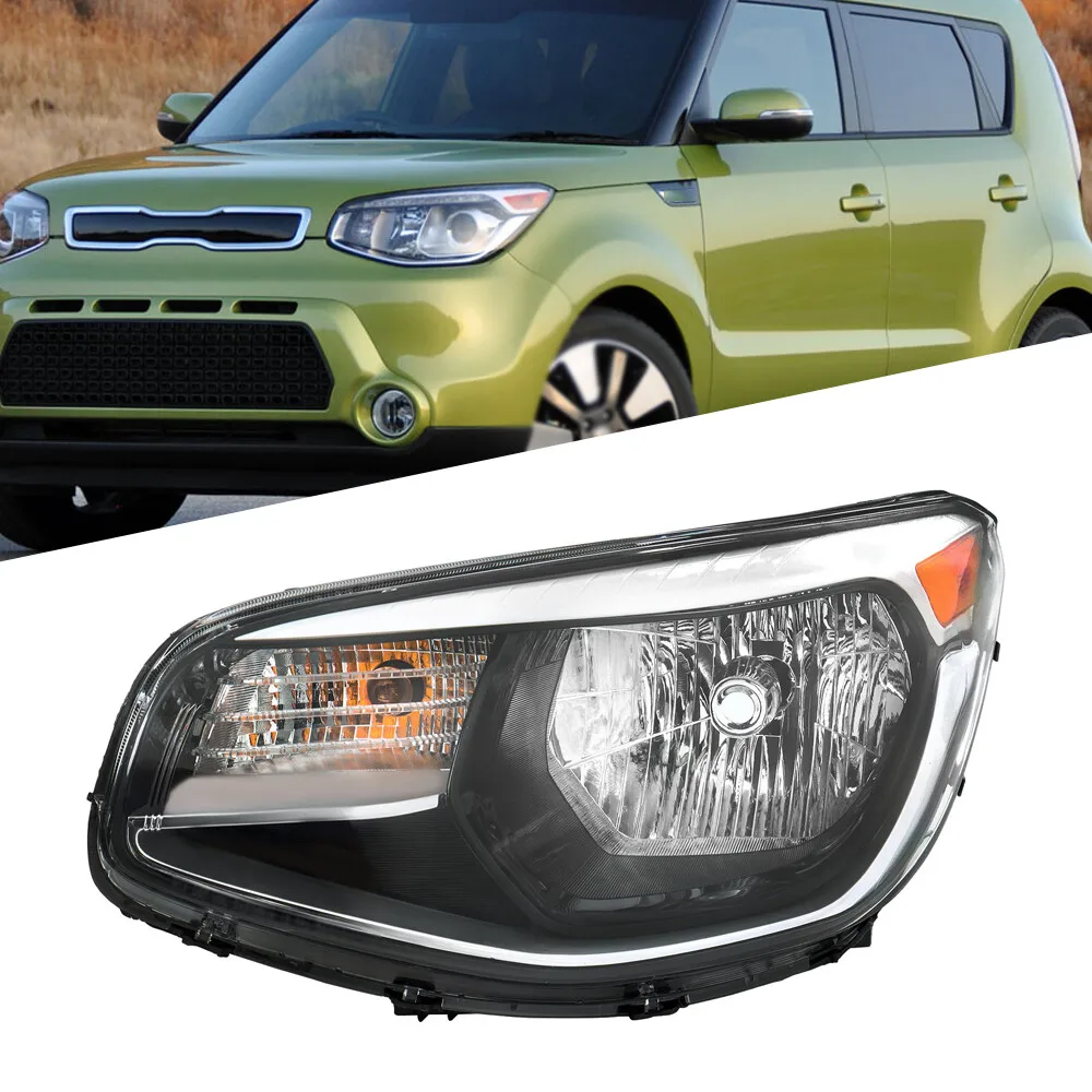 

Headlight For Kia Soul 2014 2015 2016-2019 Driver Left Side Halogen Chrome&Black