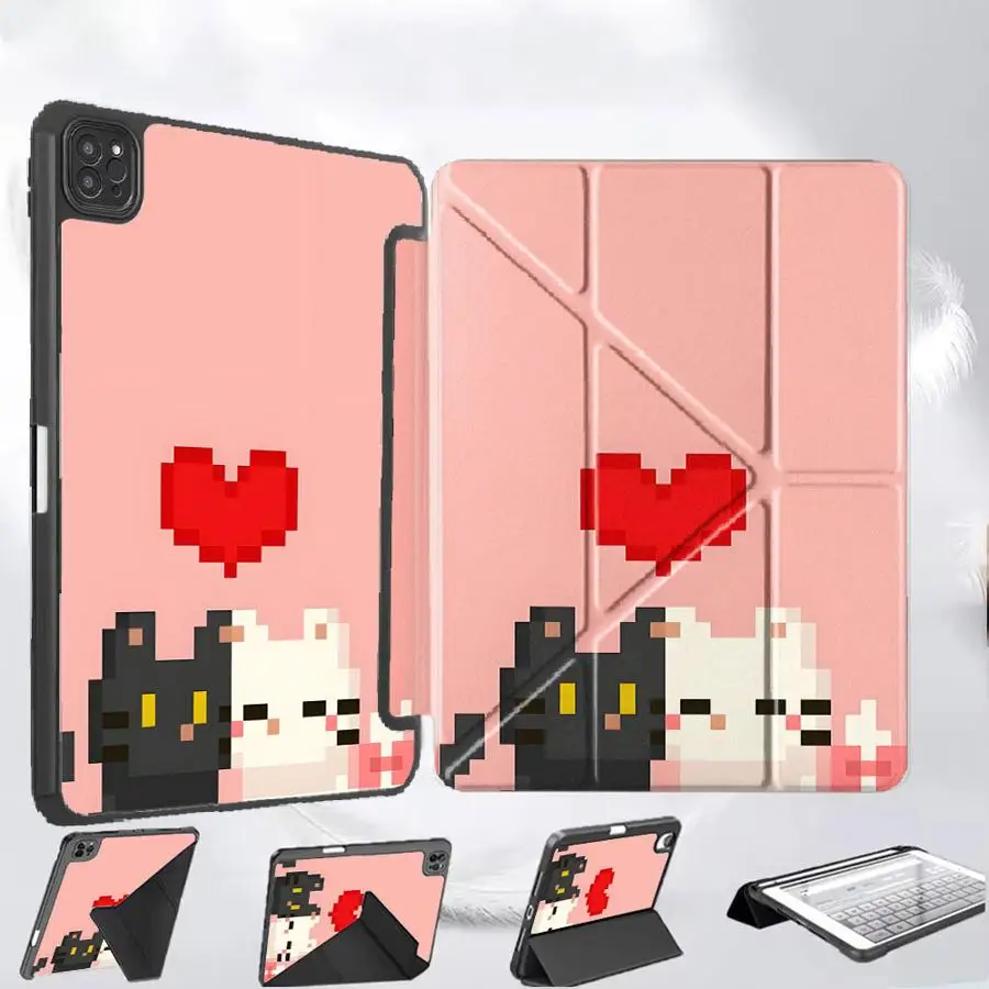 

Cartoon Pixel Cat Tablet Case For iPad Pro 11th 10th 9th 8th 7th 12.9inch Air 4 5 M3 M2 M4 11inch Mini 6 7 Pro 2025 Holder Cover