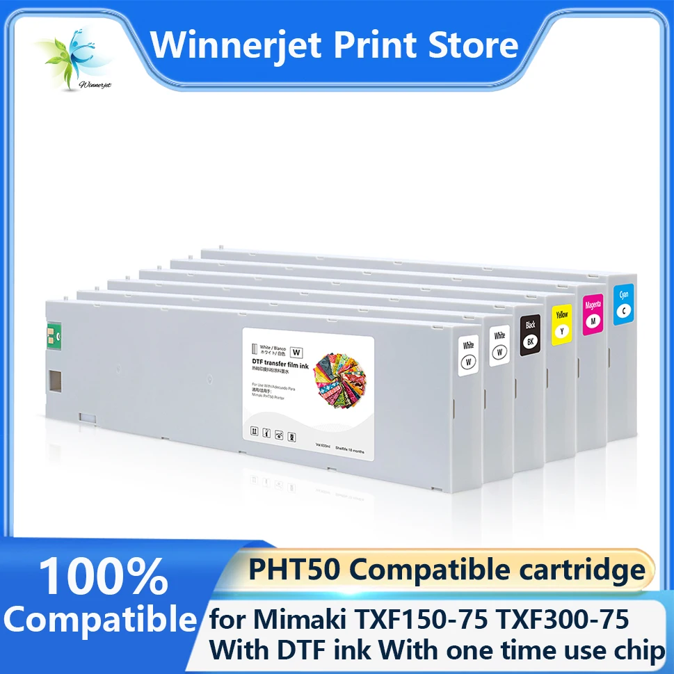 

Winnerjet White 500ml PHT50 Compatible ink cartridge With DTF ink With one time use chip for Mimaki TXF150-75 TXF300-75 Printer