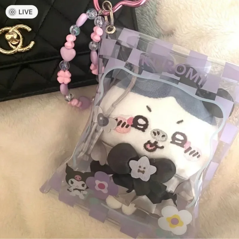 กระเป๋าเก็บของ Hello Kitty กระเป๋าเก็บของตุ๊กตาการ์ตูนอนิเมะ Kuromi พวงกุญแจห้อยกระเป๋ามินิแขวนแพคเกจโปร่งใสขายส่ง