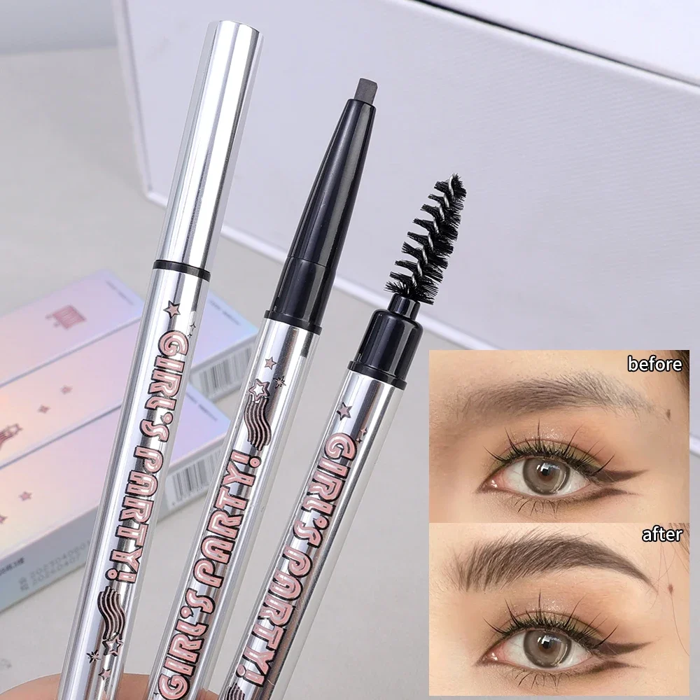 Lasting Rotatable Black Brown Eyebrow Pencil Waterproof No Blooming Triangle Smooth Matte Double Head Eyebrow Tattoo Pen Makeup