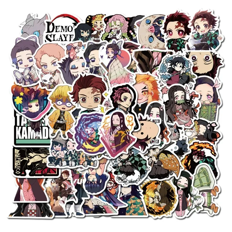 50pcs Demon Slayer Anime Stickers Suitcase Water Cup Stationery Mobile Phone Car Scooter Laptop Refrigerator Decorative Stickers