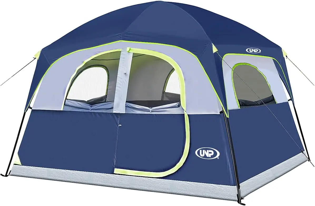 

Tents 6 Person Waterproof Windproof Easy Setup,Double Layer Family Camping Tent with 1 Mesh Door & 5 Large Mesh Windows -10'