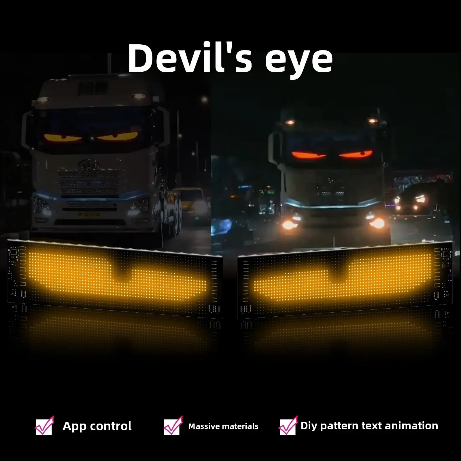 

Devil's Eye Led Car Display Soft Screen USB Car Flexible Screen APP Bluetooth Smart Screen Full Color Display