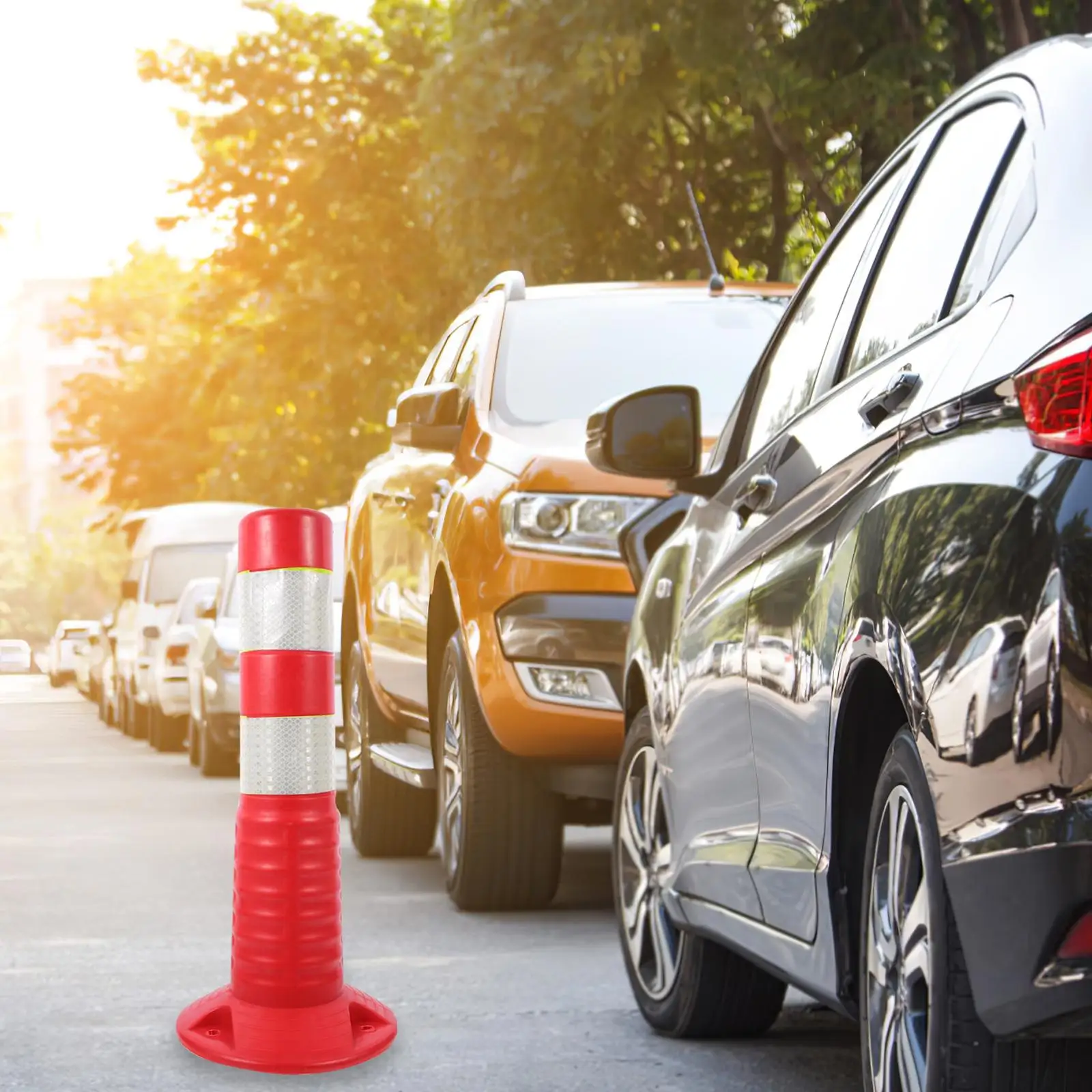 450Mm Red White Premium Plastic Sturdy Crash Column Adjustable Position Temporary Protective Anti Collision Reflective Traffic