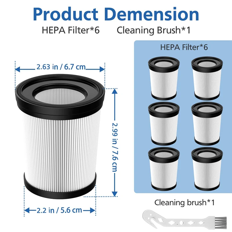 6 pacotes de filtro hepa compatível com fabulous fsv001, fsv101, girnoor g160 e g165 afoddon a300 aspiradores de pó sem fio vendas