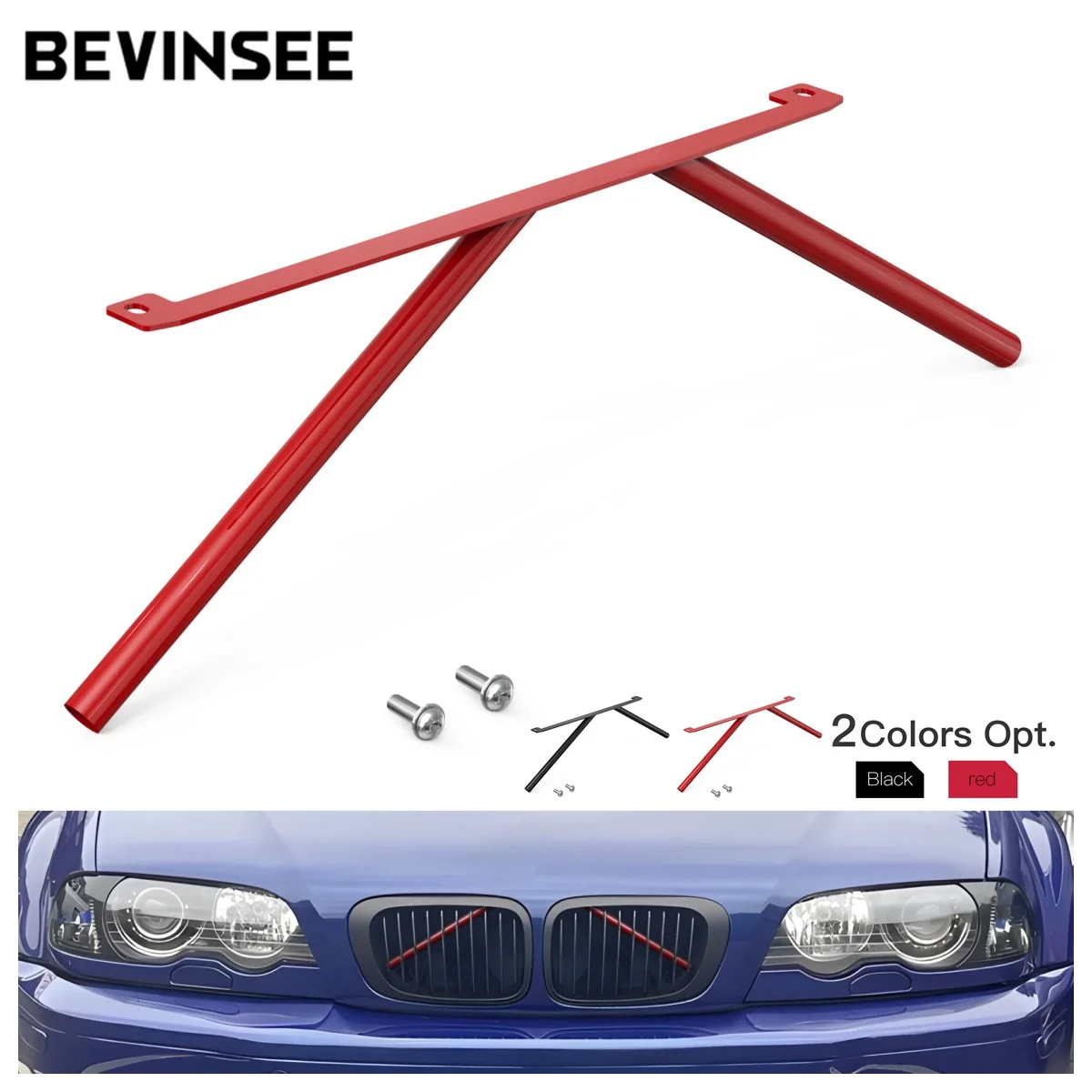 BEVINSEE Kidney Struts Steel Kidney Struts Rods Tuning Brace for BMW E46 323i 325i 328i 330i 1999-2006