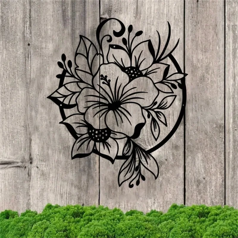 CIFBUY Iron Wall Art Metal Lily Floral Hanging Decor Elegant Nature Design Ornament For Living Room Home 1pc