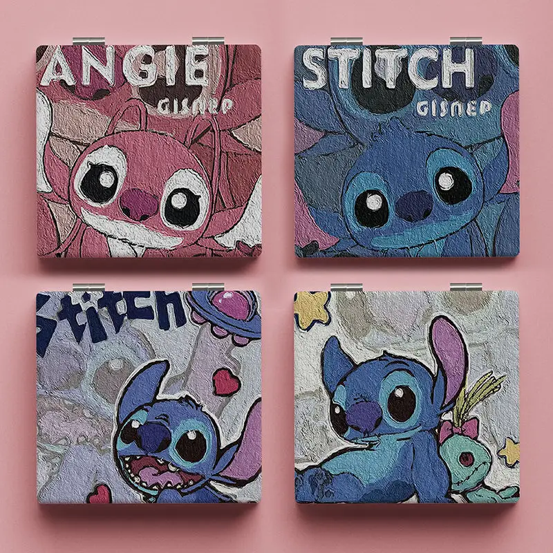 

Cute Lilo&Stitch Anime Cartoon Portable Double-sided Folding Mirrors Makeup Women Looking Glass Cosmetic Tool Gift For Friends