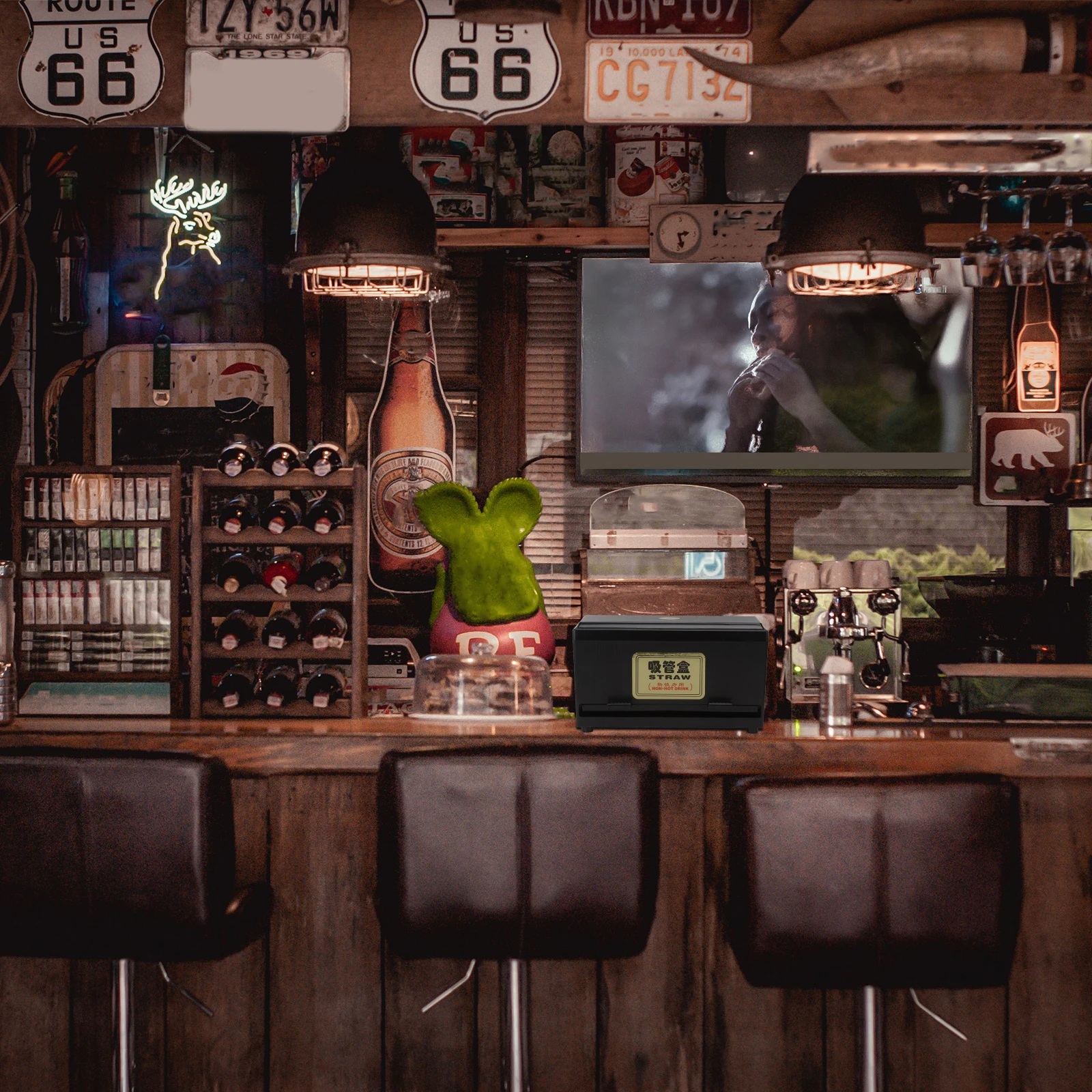 

1Pcs Straw Box Pressing Design Straw Storage Case Suitable for Most Straws Space Saving Ideal for Snack Bar Coffee Shop