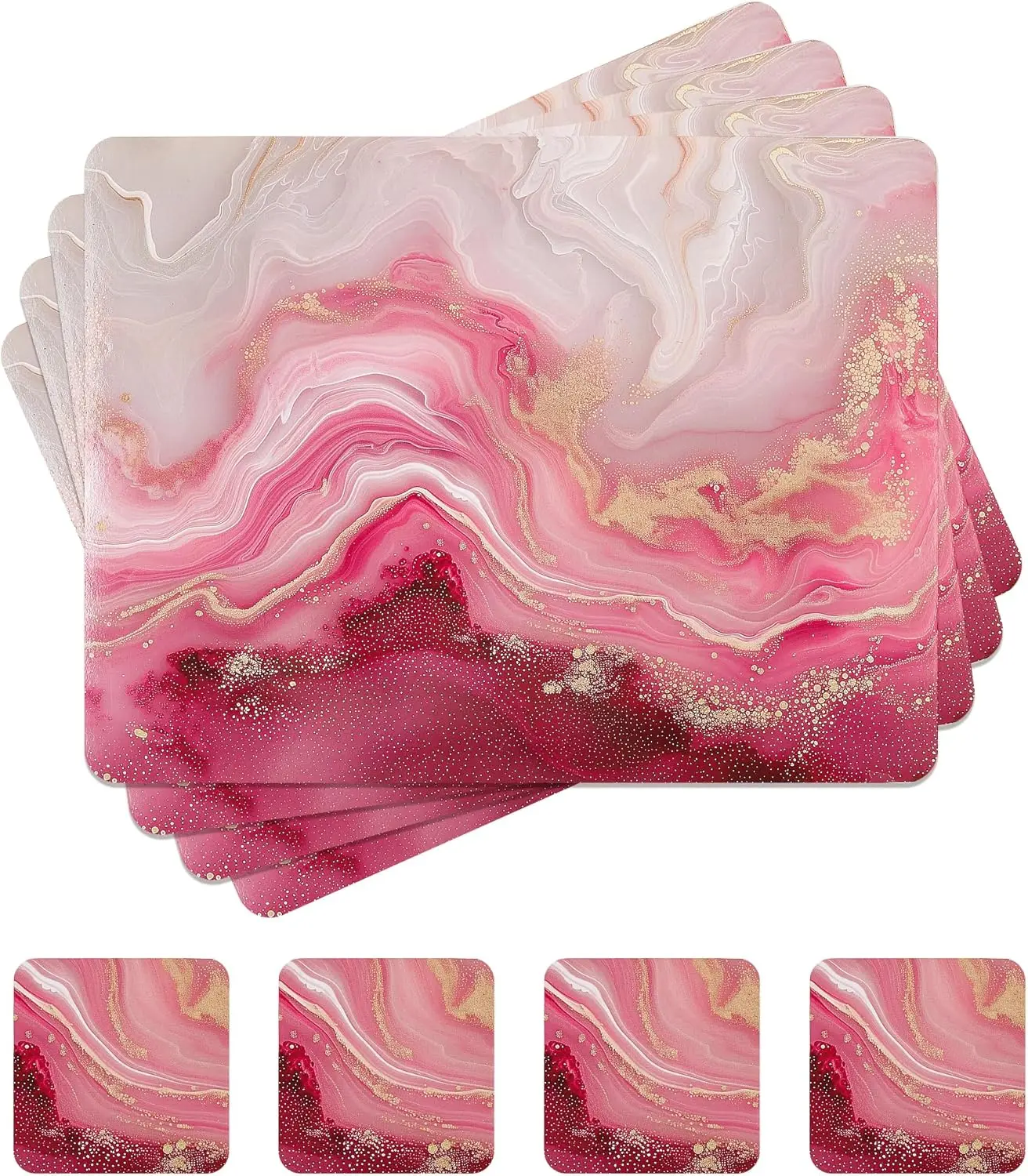 

1PC Linen Fabric Placemats and Coasters Marble Pattern Design Placemats For Dining Table Party