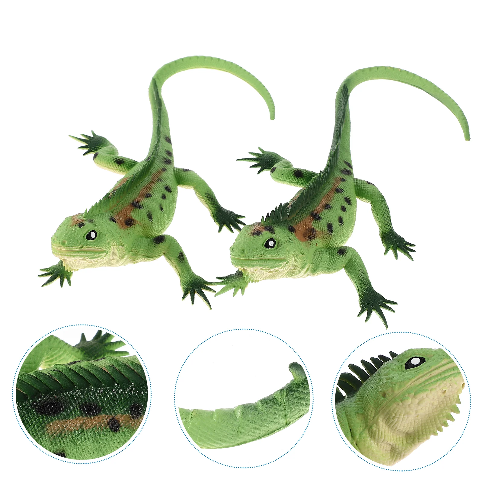 2 Pcs Lizard Model Ornament Kid Educational Toy Simulation Animal Decorate Lifelike Eco-friendly Plastic Statue Child