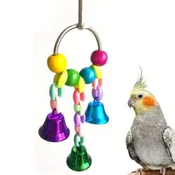 Bird Bells Toy Hanging Cage Bell with Sweet Sound Colorful Wood Beads Bells for Lovebirds African Greys Cockatoo Parakeet Toy