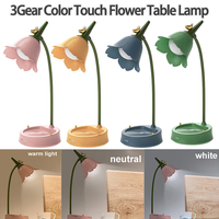 Flower LED Desk Lamp Student Bedroom Room Lighting Touch Reading Lamp Eye Protection Multi-function Lamp Table Light