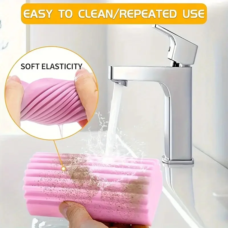 1pc Colors are random Magic Dust Sponge, Reusable Duster for Blinds, Glass, Vents, Mirrors & Baseboards. Compact & High-Quality.