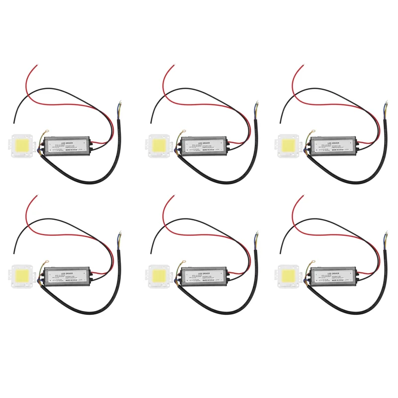 ABUP-6X 50W LED Driver Waterproof IP67 Power Supply High Power Adapter + 50W LED Chip Bulb Energy Saving For DIY Daylight
