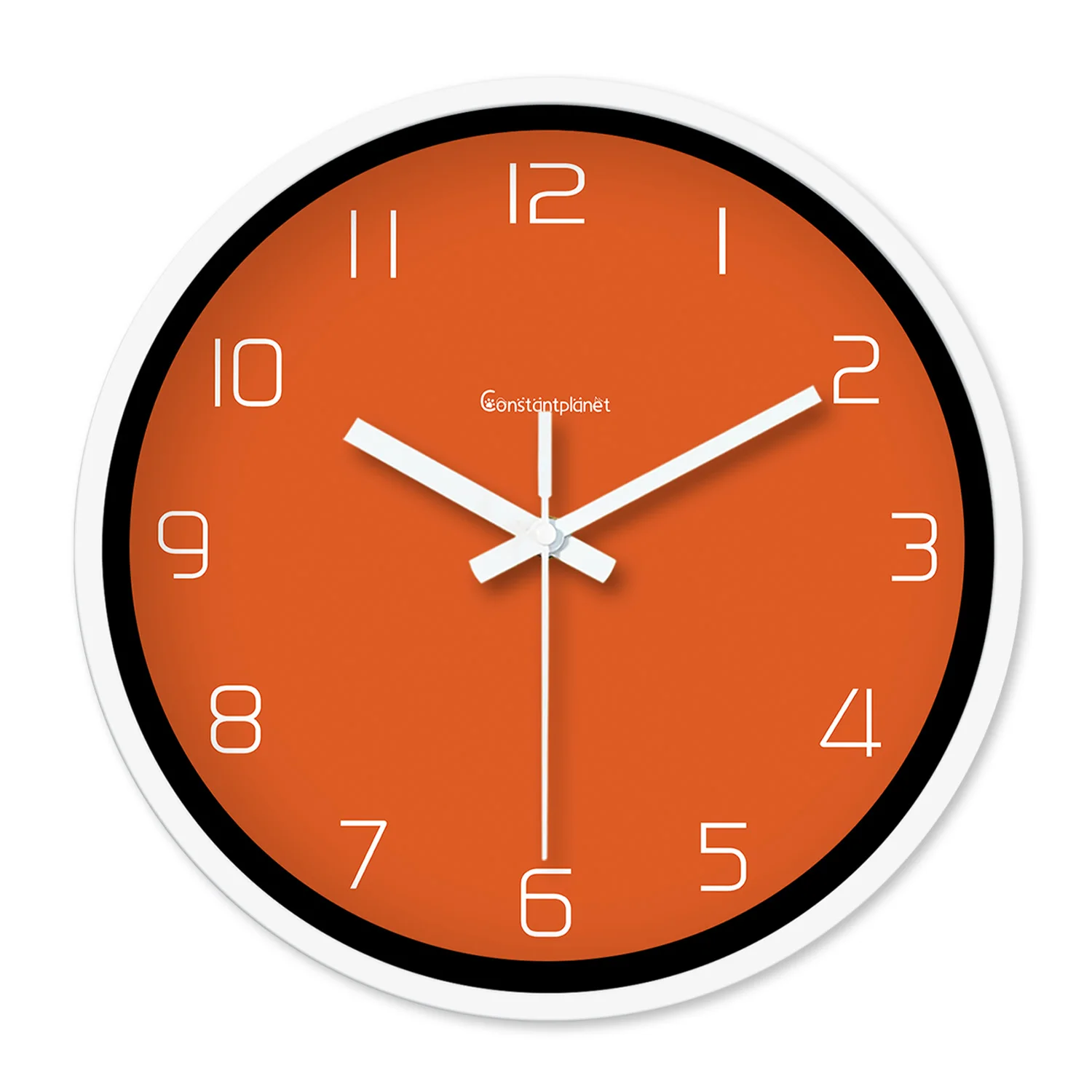 8inch Modern Normcore Orange-Red Pattern Plastic Glass Wall Clock Living Room Bedroom Kitchen Home Decoration Wall Clock Silent Quartz Clock Holiday Gift (No Battery)