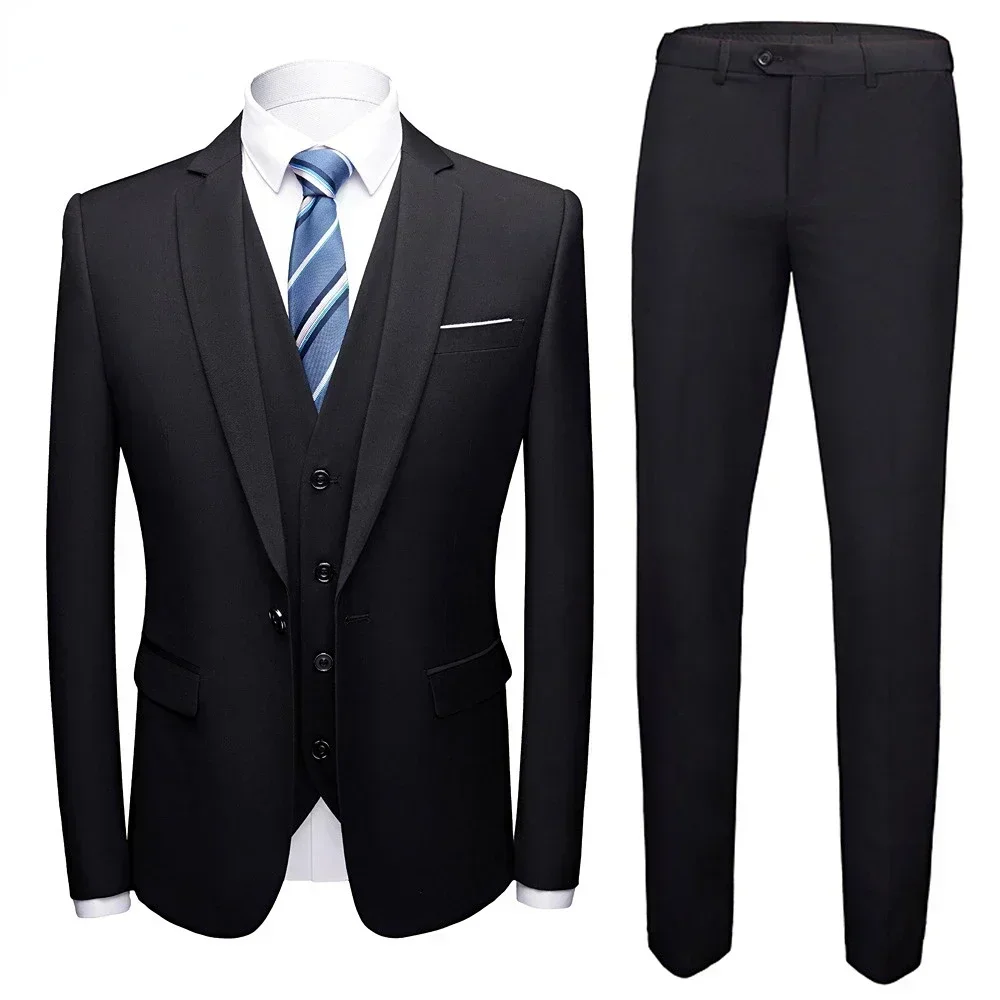 Men Suit Wedding Elegant Blazers 3 Pieces Business 2 Set Luxury Full Coat Pants Design Latest Vest 2024 Slim Fit Jacket Trousers