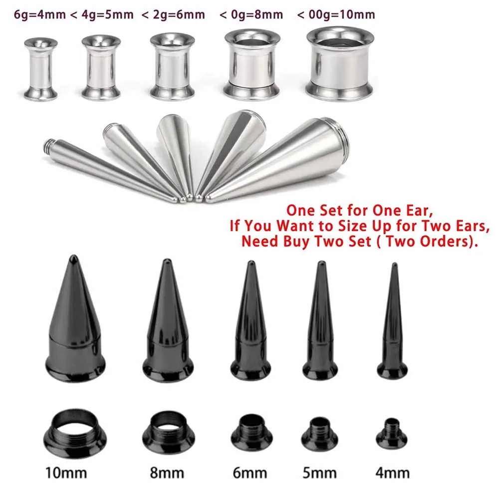6G-00G 2-in-1-Set Ohrmessgeräte Plugs Tunnel Taper Ohrringe Stretching Expander Kit Set für Damen Herren – Detail 3