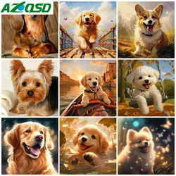 AZQSD New Arrivals Diamond Painting Animal  Square Round Diamond Mosaic Dog Art Gift Home Decor Craft Kit