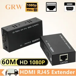 60M RJ45 HDMI-kompatybilny przedłużacz sieciowy 1080P przez CAT5e CAT6 LAN Extensor do PS4 Xbox TV Box PC Laptop HDMI Extender