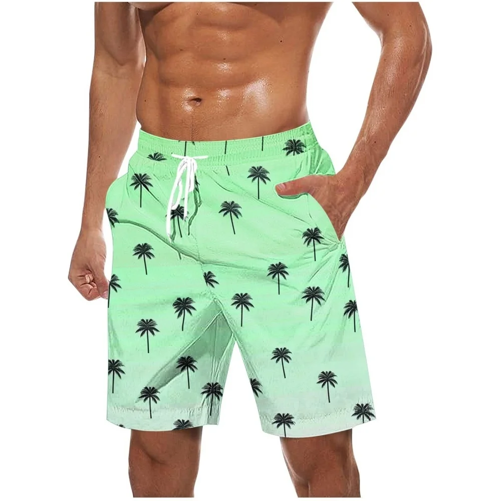 

Men's Casual Beach Shorts Palm Tree Print Drawstring Comfortable Breathable for Beach Vacation Daily Wear Summer