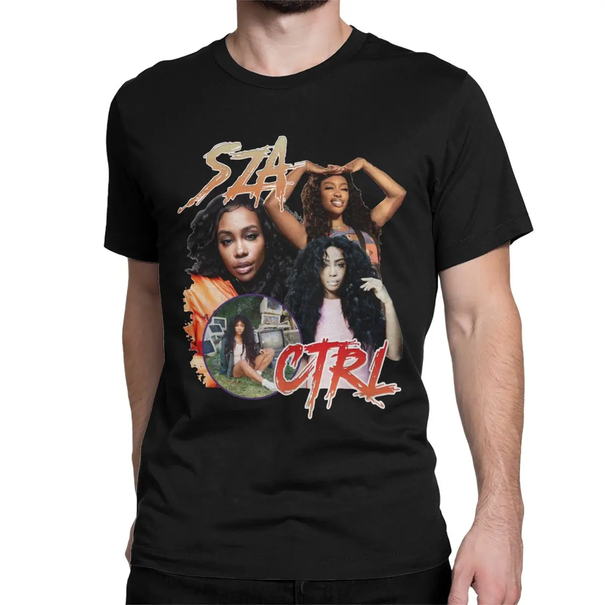 Novelty SZA Ctrl R&B T-Shirt Men Women Crew Neck Pure Cotton T Shirt Rapper 90s Short Sleeve Tee Shirt Plus Size Clothing