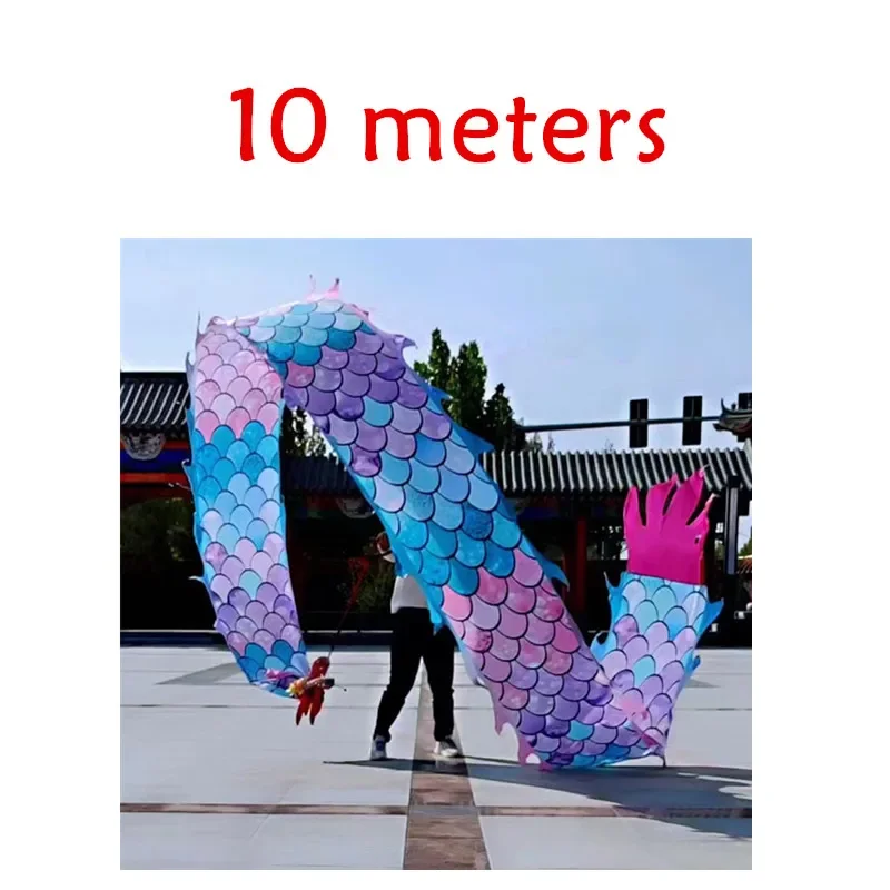 6/8/10/12m มังกรจีนริบบิ้นเต้นรําชุดสําหรับผู้ใหญ่ One Person Fitness Practice Props สีสันเทศกาลประสิทธิภาพ