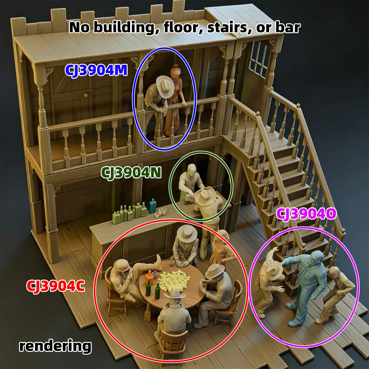 1/35 1/43 1/48 1/64 1/72 1/87 Modellbausatz 3D Harz Miniatur-Soldatenfiguren Diorama Unbemalte Wildwest-Saloon-Cowboys DIY – Detail 4