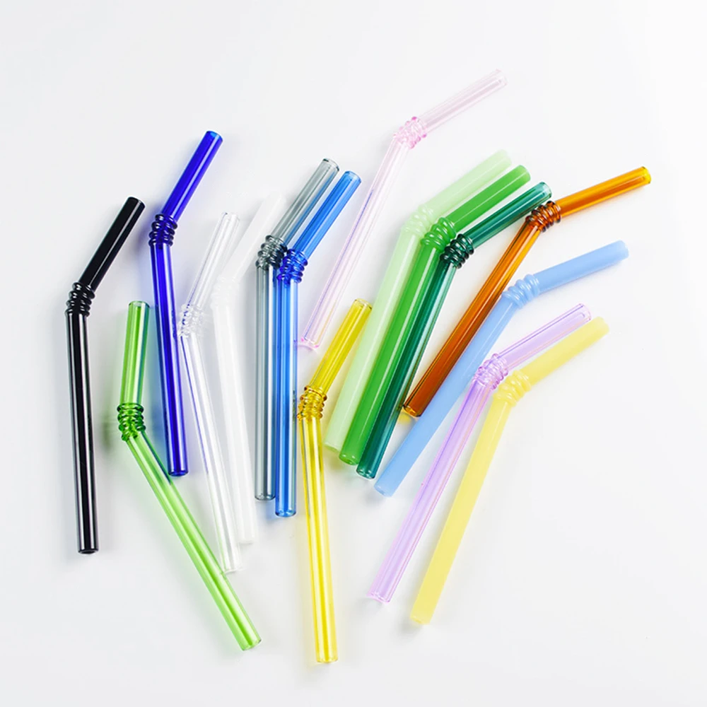 4PCS/sets 15cm Reusable Glass Straws With Brushes Heat Resistant Straw Cocktails Bar Accessories Frozen Drinkware Straws Set